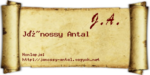 Jánossy Antal névjegykártya